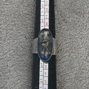 Vintage Sterling Silver Dried Pressed Flower Ring CottageCore Womens Dize 9